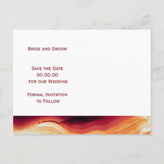 赤いアゲイトの秋の結婚式の日付を保存 案内ポストカード (裏面)