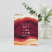 赤いアゲイトの秋の結婚式の日付を保存 案内ポストカード (スタンド正面)