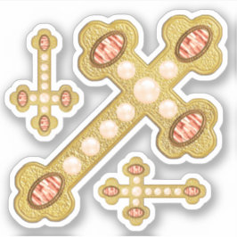 赤いアゲテフェイクトと真珠の出芽十字 –  シール