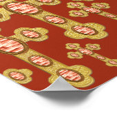 赤いアゲートフェイクの6つの出芽クロス –  ポスター (角)