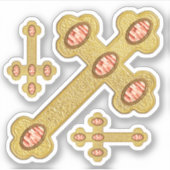 赤いアゲートフェイク付き出芽クロス – 等高線 シール (正面)