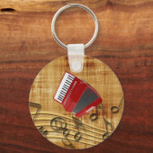 赤いアコーディオン、黒いメモ、金ゴールド背景 キーホルダー (裏面)