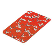 赤いアジアの鶴の模様 マグネット (左側)