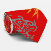 赤いアジアヴィンテージ花のタイかベルト ネクタイ (ロール)