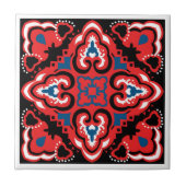 赤いアズレジョ模様 タイル (正面)