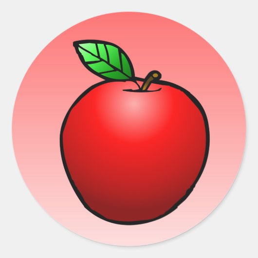 赤いアップル クラシック 丸型 ステッカー (正面)