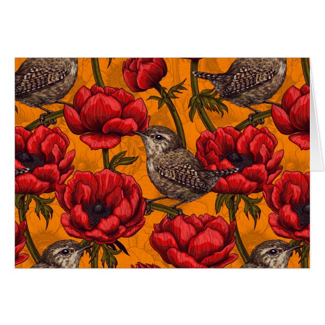 赤いアネモネの庭にあるレンチ (正面横)