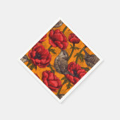 赤いアネモネの庭にあるレンチ スタンダードカクテルナプキン (角)