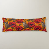 赤いアネモネの庭にあるレンチ ボディピロー (裏面)