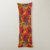 赤いアネモネの庭にあるレンチ ボディピロー (裏面 (縦))