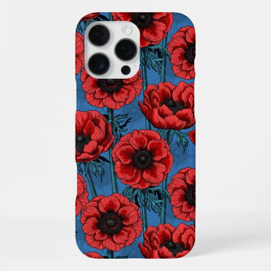 赤いアネモネの庭園 iPhoneケース (裏面)
