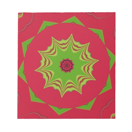 赤いアフリカの民族的な部族柄 ノートパッド (正面)