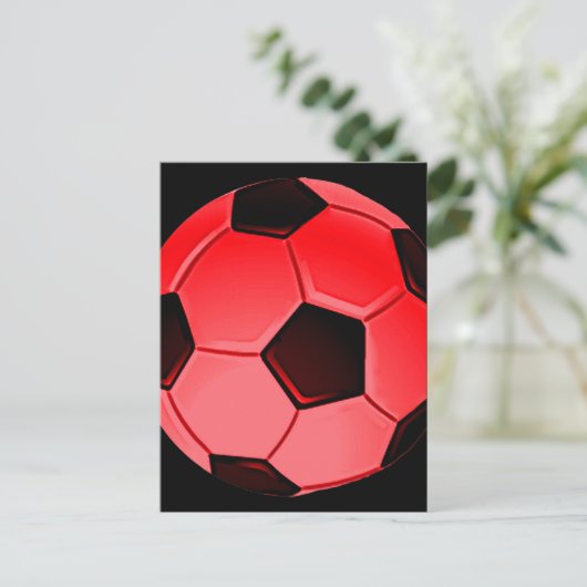 赤いアメリカのサッカーボールまたはアソシエーション フットボール ボール ポストカード (スタンド正面)