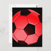 赤いアメリカのサッカーボールまたはアソシエーション フットボール ボール ポストカード (正面/裏面)