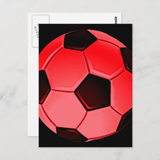 赤いアメリカのサッカーボールまたはアソシエーション フットボール ボール ポストカード (正面/裏面)