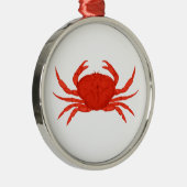 赤いアメリカイチョウガニのロゴ メタルオーナメント (右)