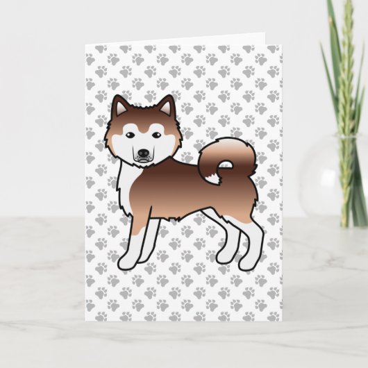 赤いアラスカのマラミュートのかわいい漫画の犬 カード (正面)