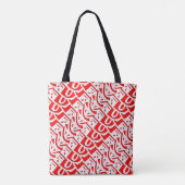 赤いアラビア幾何学書道パターン トートバッグ (裏面)