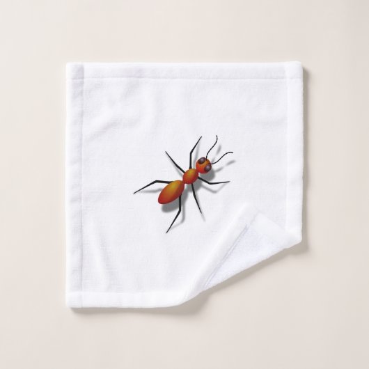 赤いアリが家を這っている ウォッシュタオル (ウォッシュタオル)