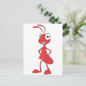 赤いアリが腰漫画のシャツに腕を立てる ポストカード (スタンド正面)