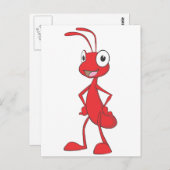 赤いアリが腰漫画のシャツに腕を立てる ポストカード (正面/裏面)