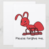 赤いアリのカードで泣きながら謝ります 招待状 (正面/裏面)