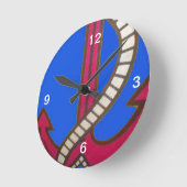 赤いアンカーアートプリント ラウンド壁時計 (傾斜)