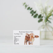 赤いアンガス牛名刺のテンプレート 名刺 (スタンド正面)