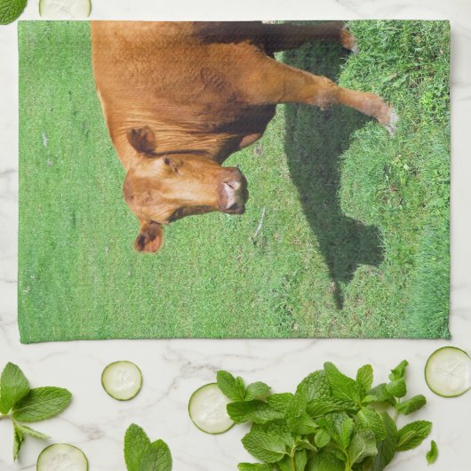 赤いアンガス キッチンタオル (折り畳み)