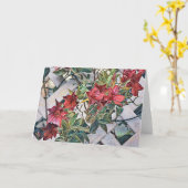 赤いアート花のFence Clematisノートカード カード (黄色い花)