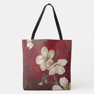 赤いアーモンドの花のトートバック トートバッグ