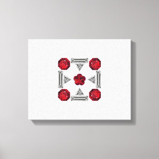 赤いアールデコパターン キャンバスプリント (正面)