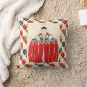 赤いアールデコファッション衣装デザイナーの女性 クッション (ブランケット)