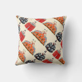 赤いアールデコファッション衣装デザイナーの女性 クッション (裏面)