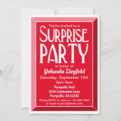 赤いアールデコフォト誕生日サプライズパーティー 招待状 (正面)