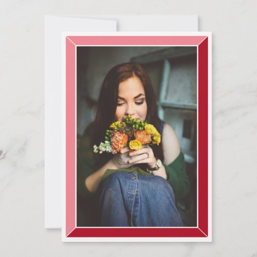 赤いアールデコフォト誕生日サプライズパーティー 招待状 (裏面)