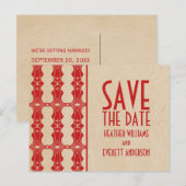 赤いアールデコ日付はがきを保存 案内ポストカード (正面/裏面)