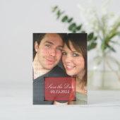 赤いアールデコ枠日付はがきを保存 案内ポストカード (スタンド正面)