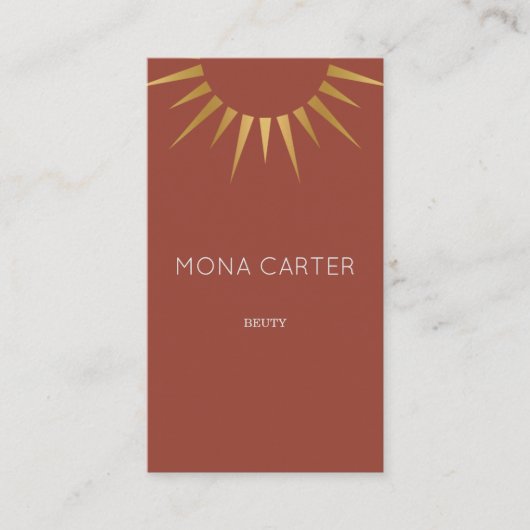 赤いアール・デコの太陽の名刺 名刺 (正面)