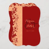 赤いイスラム教の結婚式か婚約 招待状 (正面/裏面)