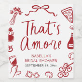 赤いイタリアの愛の炎 ピザ パスタ ブライズシャワー ワインラベル (シングルラベル)