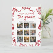 赤いイタリアの手描き　花婿は何歳？ゲーム 招待状 (スタンド正面)