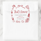 赤いイタリアンザアモーレピザパスタブライダルシャワー スクエアシール (バッグ)