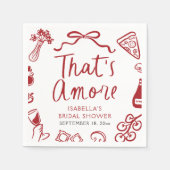 赤いイタリアンザアモーレピザパスタブライダルシャワー スタンダードカクテルナプキン (正面)