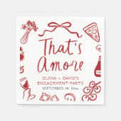 赤いイタリアンザアモーレピザ婚約パーティ スタンダードカクテルナプキン (正面)