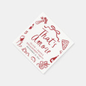 赤いイタリアンザアモーレピザ婚約パーティ スタンダードカクテルナプキン (角)