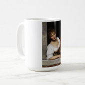 赤いイタリアン扇子を持つ女性 コーヒーマグカップ (正面左)