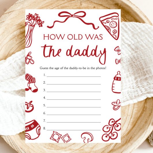 赤いイタリアン手がパパの試合の年を描いた 招待状