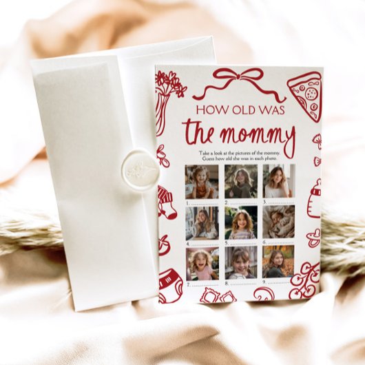 赤いイタリアン手がママの試合の年を描いた 招待状