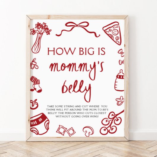 赤いイタリアン手が描いたママのお腹 ポスター
